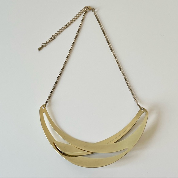 Gold Rhinestone Bib Necklace - Picture 7 of 9